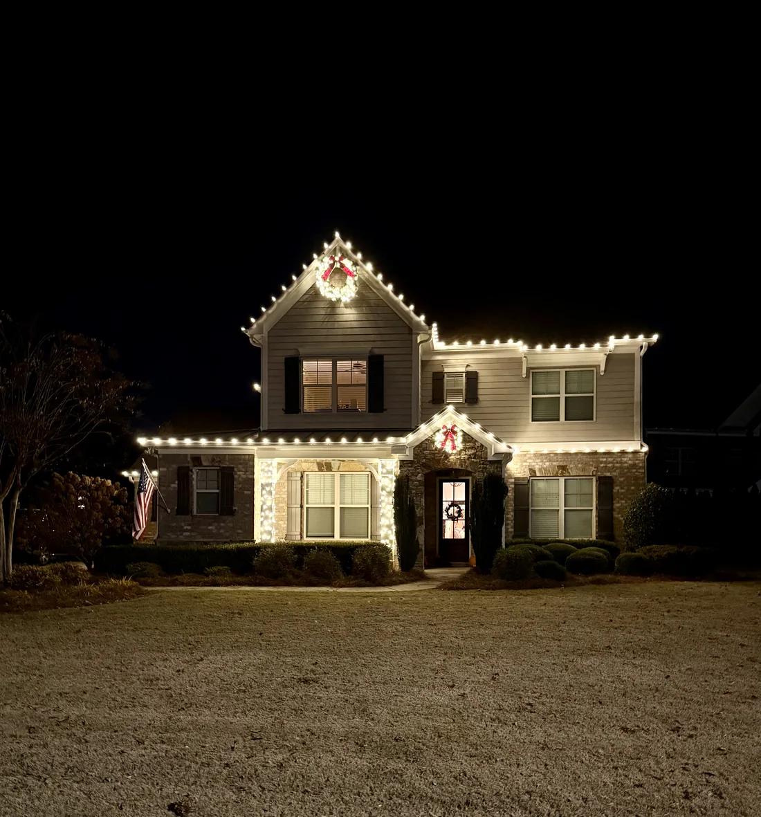 Residential Christmas light installation by Bright Lights GA in Metro Atlanta
