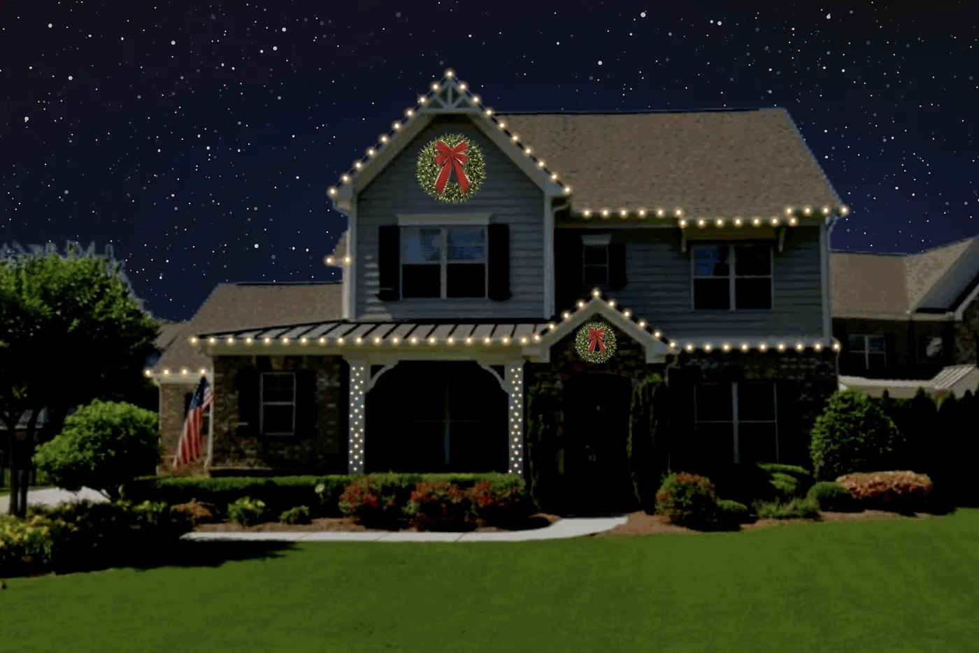 Custom holiday lighting design concept by Bright Lights GA