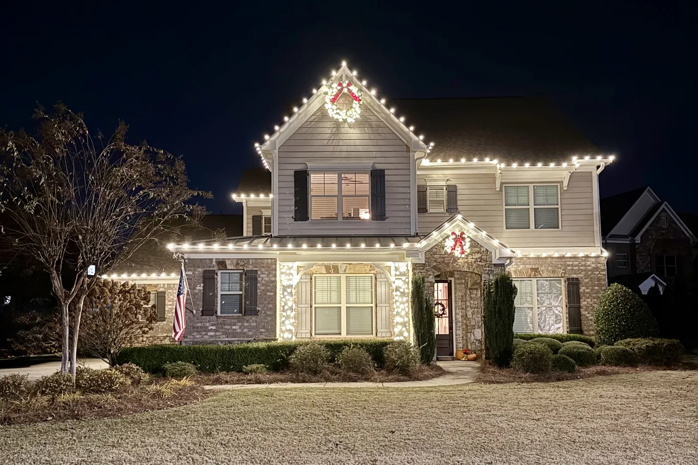 Finished Bright Lights GA holiday lighting installation